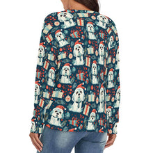 Load image into Gallery viewer, Santa Paws Parade Lhasa Apso Women's V-Neck Christmas Sweater-Apparel-Apparel,Christmas,Dog Mom Gifts,Lhasa Apso,Sweater,Sweatshirt-2