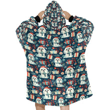 Load image into Gallery viewer, Santa Paws Parade Shih Tzu Christmas Blanket Hoodie-Blanket-Apparel, Blanket Hoodie, Blankets, Christmas, Dog Mom Gifts, Shih Tzu-ONE SIZE-2