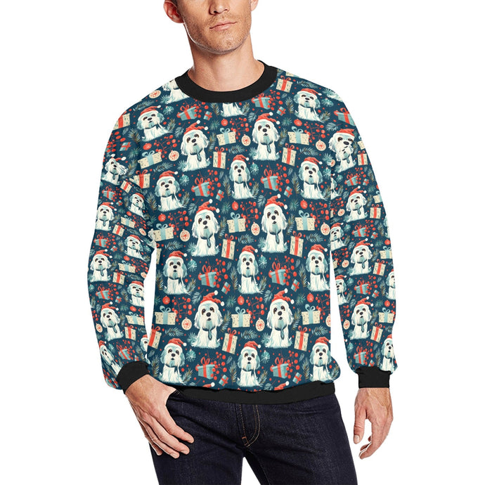 Santa Paws Parade Shih Tzu Christmas Fuzzy Sweatshirt for Men-Apparel-Apparel, Christmas, Dog Dad Gifts, Shih Tzu, Sweatshirt-S-1