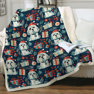 Santa Paws Parade Shih Tzus Soft Warm Christmas Blanket 360x