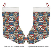 Load image into Gallery viewer, Santa&#39;s Little Helpers Shih Tzu Christmas Stocking-Christmas Ornament-Christmas, Home Decor, Shih Tzu-26X42CM-White-2