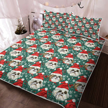 Load image into Gallery viewer, Santas Little Yelpers Lhasa Apsos Christmas Quilt Blanket Bedding Set-Bedding-Bedding, Blankets, Christmas, Home Decor, Lhasa Apso-2