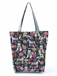 Image of a Schnauzer handbag in a most adorable Schnauzer in bloom design