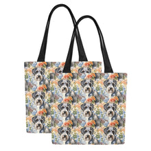 Load image into Gallery viewer, Schnauzer in Vibrant Blooms Large Canvas Tote Bags - Set of 2-Accessories-Accessories, Bags, Schnauzer-13