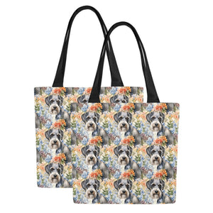 Schnauzer in Vibrant Blooms Large Canvas Tote Bags - Set of 2-Accessories-Accessories, Bags, Schnauzer-13