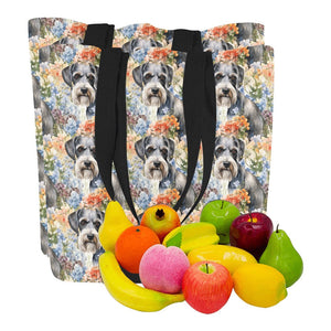 Schnauzer in Vibrant Blooms Large Canvas Tote Bags - Set of 2-Accessories-Accessories, Bags, Schnauzer-4