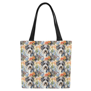 Schnauzer in Vibrant Blooms Large Canvas Tote Bags - Set of 2-Accessories-Accessories, Bags, Schnauzer-6
