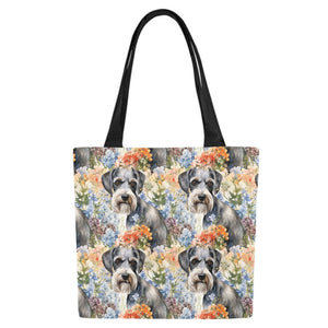 Schnauzer in Vibrant Blooms Large Canvas Tote Bags - Set of 2-Accessories-Accessories, Bags, Schnauzer-7