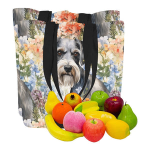 Schnauzer in Vibrant Blooms Large Canvas Tote Bags - Set of 2-Accessories-Accessories, Bags, Schnauzer-9