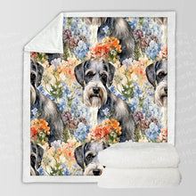 Load image into Gallery viewer, Schnauzer in Vibrant Blooms Soft Warm Fleece Blanket-Blanket-Blankets, Home Decor, Schnauzer-10
