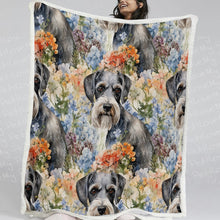 Load image into Gallery viewer, Schnauzer in Vibrant Blooms Soft Warm Fleece Blanket-Blanket-Blankets, Home Decor, Schnauzer-11
