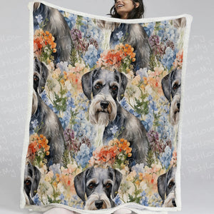 Schnauzer in Vibrant Blooms Soft Warm Fleece Blanket-Blanket-Blankets, Home Decor, Schnauzer-11