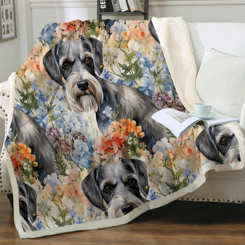 Schnauzer in Vibrant Blooms Soft Warm Fleece Blanket-Blanket-Blankets, Home Decor, Schnauzer-Small-1