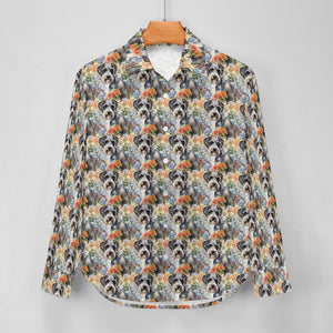 Schnauzer in Vibrant Blooms Women's Shirt - 2 Designs-Apparel-Apparel, Schnauzer, Shirt-3