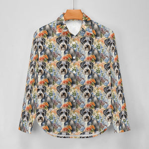 Schnauzer in Vibrant Blooms Women's Shirt - 2 Designs-Apparel-Apparel, Schnauzer, Shirt-4