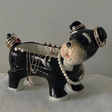 Load image into Gallery viewer, a black and white schnauzer jewlery box holding lots of jewelry
