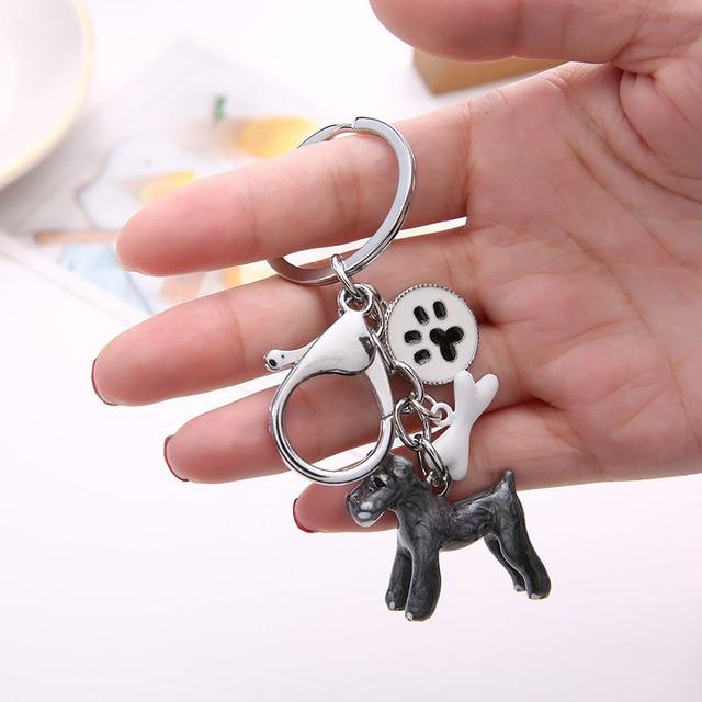 Schnauzer Love 3D Metal Keychain-Key Chain-Accessories, Dogs, Keychain, Schnauzer-Schnauzer-1