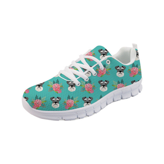 Schnauzer Love Women's Sneakers-Footwear-Dogs, Footwear, Schnauzer, Shoes-Green with White Soles-5-1