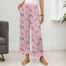Load image into Gallery viewer, Schnauzer Pajama Pants for Women - Ruffle Hem Design - Watercolor Symphony Schnauzers-Pajamas-Apparel,Dog Mom Gifts,Pajamas,Schnauzer-19