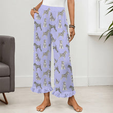 Load image into Gallery viewer, Schnauzer Pajama Pants for Women - Ruffle Hem Design - Watercolor Symphony Schnauzers-Pajamas-Apparel,Dog Mom Gifts,Pajamas,Schnauzer-7