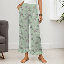 Load image into Gallery viewer, Schnauzer Pajama Pants for Women - Ruffle Hem Design - Watercolor Symphony Schnauzers-Pajamas-Apparel,Dog Mom Gifts,Pajamas,Schnauzer-14