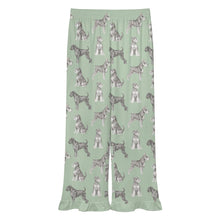 Load image into Gallery viewer, Schnauzer Pajama Pants for Women - Ruffle Hem Design - Watercolor Symphony Schnauzers-Pajamas-Apparel,Dog Mom Gifts,Pajamas,Schnauzer-12