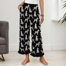 Load image into Gallery viewer, Schnauzer Pajama Pants for Women - Ruffle Hem Design - Watercolor Symphony Schnauzers-Pajamas-Apparel,Dog Mom Gifts,Pajamas,Schnauzer-23