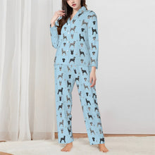Load image into Gallery viewer, Schnauzer Pajamas for Women - XL Available - Yes I Love Giant Schnauzers-Pajamas-Apparel,Dog Mom Gifts,Pajamas,Schnauzer-Blue-XS-2