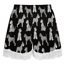 Load image into Gallery viewer, Schnauzer Shorts for Women - Lace Trim Design - Watercolor Symphony Schnauzers-Pajamas-Apparel,Dog Mom Gifts,Pajamas,Schnauzer-6