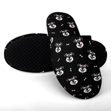 Load image into Gallery viewer, Schnauzer Slippers for Women - Happy Happy Schnauzer Love - Flannel-Slippers-33
