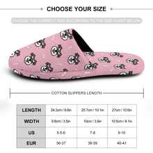 Load image into Gallery viewer, Schnauzer Slippers for Women - Happy Happy Schnauzer Love - Flannel-Slippers-5.5 - 6-Light Pink-5