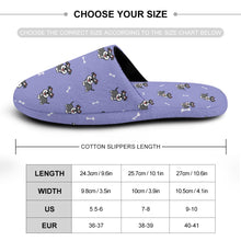 Load image into Gallery viewer, Schnauzer Slippers for Women - Smiling Schnauzer Delight - Flannel-Slippers-5.5 - 6-CornflowerBlue_1-21
