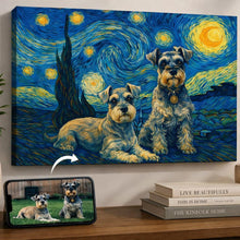 Load image into Gallery viewer, Photo of starry night inspired Schnauzer wall art