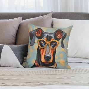 Scholarly Sentinel Doberman Plush Pillow Case-Cushion Cover-Doberman, Dog Dad Gifts, Dog Mom Gifts, Home Decor, Pillows-2
