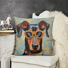 Load image into Gallery viewer, Scholarly Sentinel Doberman Plush Pillow Case-Cushion Cover-Doberman, Dog Dad Gifts, Dog Mom Gifts, Home Decor, Pillows-3