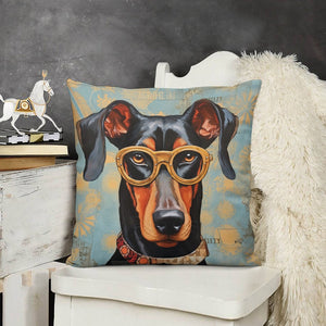 Scholarly Sentinel Doberman Plush Pillow Case-Cushion Cover-Doberman, Dog Dad Gifts, Dog Mom Gifts, Home Decor, Pillows-3
