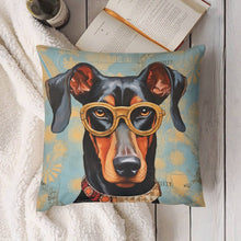 Load image into Gallery viewer, Scholarly Sentinel Doberman Plush Pillow Case-Cushion Cover-Doberman, Dog Dad Gifts, Dog Mom Gifts, Home Decor, Pillows-4