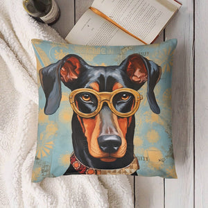 Scholarly Sentinel Doberman Plush Pillow Case-Cushion Cover-Doberman, Dog Dad Gifts, Dog Mom Gifts, Home Decor, Pillows-4