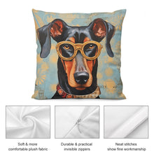Load image into Gallery viewer, Scholarly Sentinel Doberman Plush Pillow Case-Cushion Cover-Doberman, Dog Dad Gifts, Dog Mom Gifts, Home Decor, Pillows-5