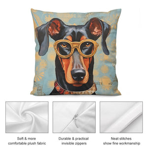 Scholarly Sentinel Doberman Plush Pillow Case-Cushion Cover-Doberman, Dog Dad Gifts, Dog Mom Gifts, Home Decor, Pillows-5