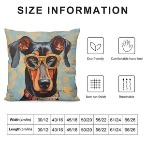 Scholarly Sentinel Doberman Plush Pillow Case-Cushion Cover-Doberman, Dog Dad Gifts, Dog Mom Gifts, Home Decor, Pillows-6