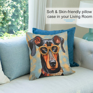 Scholarly Sentinel Doberman Plush Pillow Case-Cushion Cover-Doberman, Dog Dad Gifts, Dog Mom Gifts, Home Decor, Pillows-7