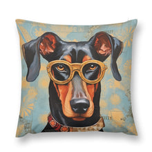 Load image into Gallery viewer, Scholarly Sentinel Doberman Plush Pillow Case-Cushion Cover-Doberman, Dog Dad Gifts, Dog Mom Gifts, Home Decor, Pillows-12 &quot;×12 &quot;-1