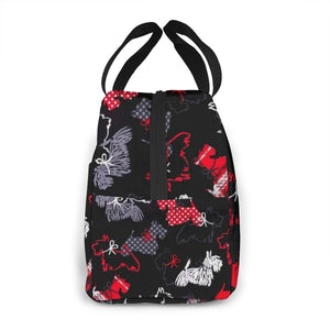 Side image of an insulated Scottie dog bag with Exterior Pocket