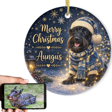 Load image into Gallery viewer, Scottie Dog Christmas Ornament - Cozy Winter Pet Portrait Design - Personalize with Photo and Name-Christmas Ornament-Christmas,Christmas Ornament,Personalize Artwork-1