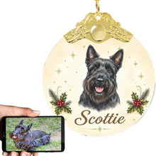 Load image into Gallery viewer, Scottie Dog Christmas Ornament - Gold Crown Dog Portrait - Personalized with Photo and Name-Christmas Ornament-Christmas,Christmas Ornament,Personalize Artwork-1
