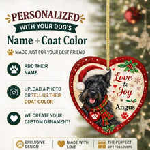 Load image into Gallery viewer, Scottie Dog Christmas Ornament - Love &amp; Joy Heart Shaped Portrait - Personalized with Name-Christmas Ornament-Christmas,Personalize Artwork,Scottish Terrier-2