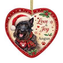 Load image into Gallery viewer, Scottie Dog Christmas Ornament - Love &amp; Joy Heart Shaped Portrait - Personalized with Name-Christmas Ornament-Christmas,Personalize Artwork,Scottish Terrier-4