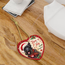 Load image into Gallery viewer, Scottie Dog Christmas Ornament - Love &amp; Joy Heart Shaped Portrait - Personalized with Name-Christmas Ornament-Christmas,Personalize Artwork,Scottish Terrier-7