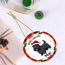 Load image into Gallery viewer, Scottie Dog Christmas Ornament - Personalized Whimsical Holiday Cartoon Art Design - with Name-Christmas Ornament-Christmas,Personalize Artwork,Scottish Terrier-6